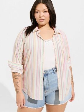 Torrid Lizzie button down in sunny stripe